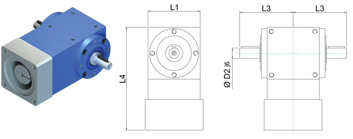 VC-T Spiral Bevel Gearbox with motor mount